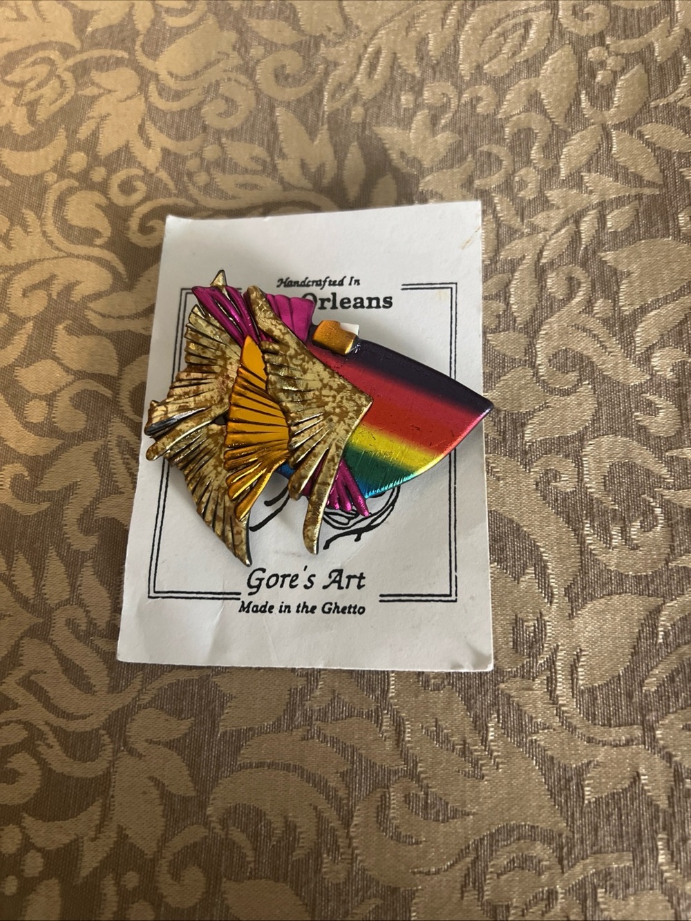 Handcrafted Multicolored Mardi Gras Graffiti Pin Gore's Made in the Ghetto Art